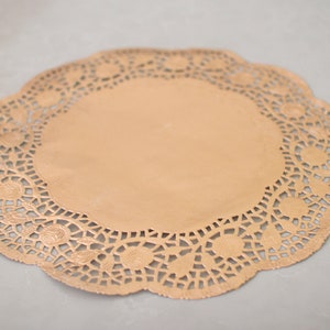 10 Metallic Rose Gold 12" Round Rose Floral Detail Doilies. Foil Lace Paper. Use for Placemats, Chargers, Invitations, Bombonieres, Favors