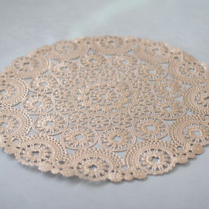 100 Metallic Rose Gold 12” Round Medallion Doilies. Foil Lace Paper Doily. Use for Placemats, Chargers, Invitations, Bombonieres, Favors