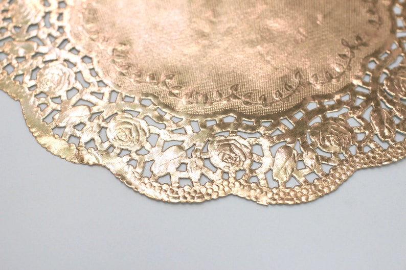 100 Metallic Gold 12 Round Rose Floral Detail Doilies. Etsy Australia
