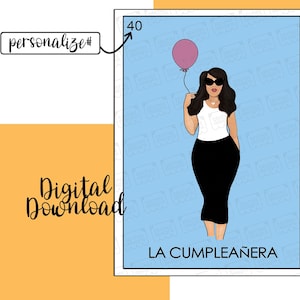 Carte personnalisée # La Cumpleanera Glow-Up Loteria en téléchargement numérique