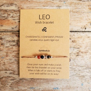 Leo Starsign Bracelet, Leo Zodiac Jewelry, July Birthday Gifts, August Birthday, Best Friend Gifts, String Wish Bracelets,