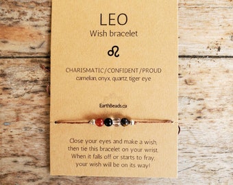 Leo Starsign Bracelet, Leo Zodiac Jewelry, July Birthday Gifts, August Birthday, Best Friend Gifts, String Wish Bracelets,