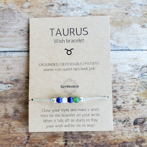 Taurus Bracelet, May Birthday Gifts, April Birthday Gifts, Taurus Crystals, Gifts for Her, Small Birthday Gift, Handmade Jewelry