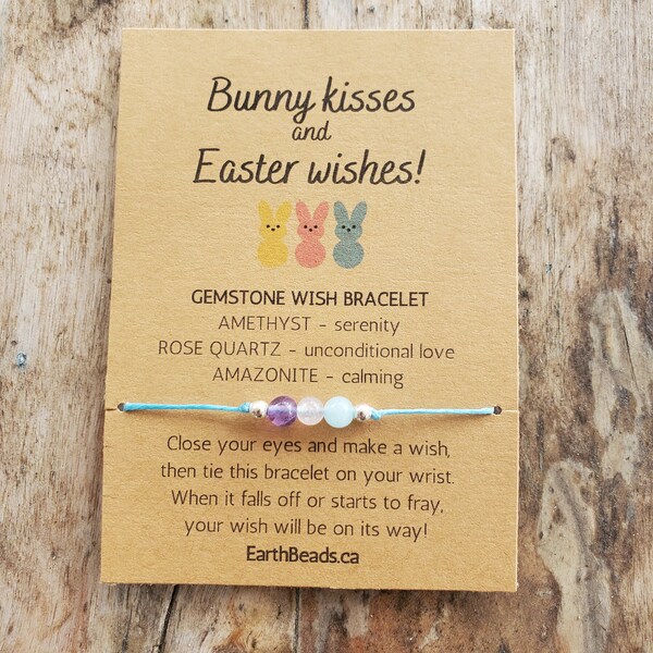 Easter Gifts for Her, Easter Basket items, Easter Wish Bracelets, Gemstone String Bracelet