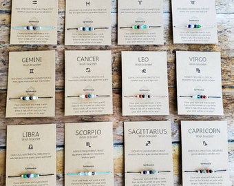 Zodiac Gemstone Wish Bracelet: Astrology Gift, Handmade in Canada
