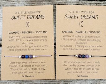 Stress Relief Gift for Her, Sweet Dreams Wish Bracelet, Calming Gifts, Insomnia Crystals, Sleeping Stones, Peaceful Gifts for Sleep