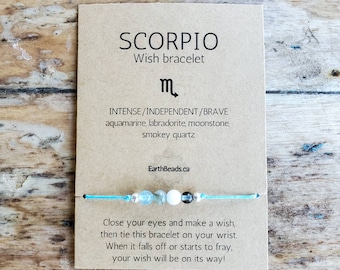 Scorpio Zodiac Gift, Birthday Gifts for Her, November Birthstone Bracelet, Zodiac Crystals, Best Friend Gifts, Gifts Under 10 Dollars