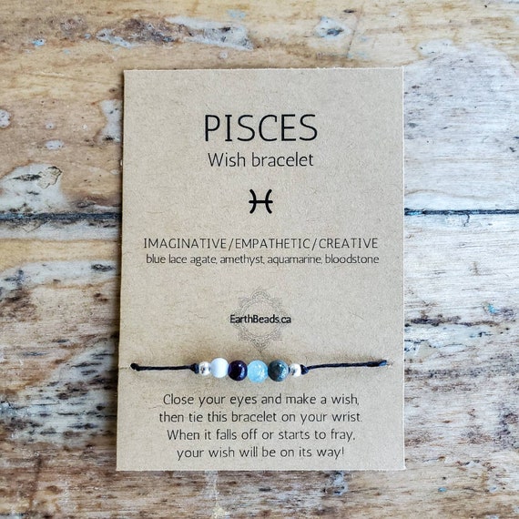 Pisces Gift, Zodiac Bracelet for Women, Birthday Gift, Made in Canada Gift, Zodiac Birthstone, February Birthday Gift, March Birthday
