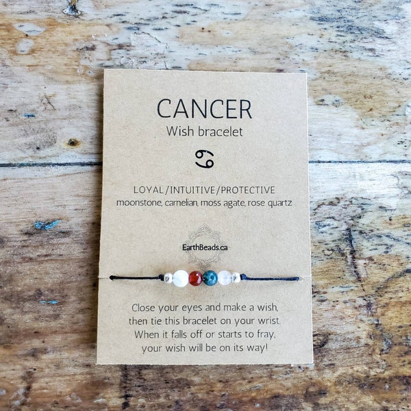 Cancer Zodiac Bracelet, Best Friend Birthday Gift, Wish Bracelet or Anklet, Handmade Jewelry, Canada Shops, Cancer Birthstone Jewellery