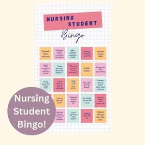 Nursing Student Bingo! Instantly downloadable and printable PDF! Play with your class, clinical group, or friends!