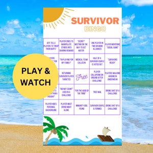 Survivor Bingo Cards, Play and Watch!, 10 unique cards to play with Friends