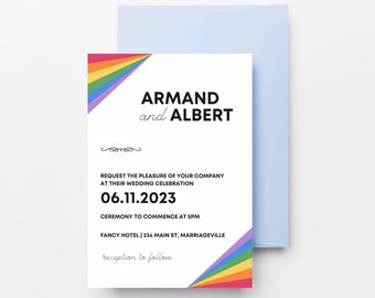Rainbow Wedding Invitation Template | LGBTQ+ Pride (Digital Download)