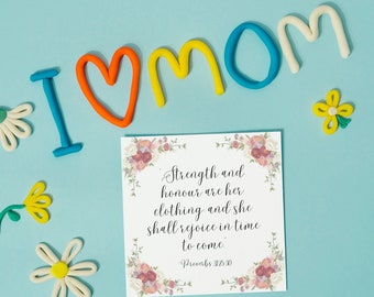Printable Mothers Day Card with Beautiful Scripture, Heartfelt Message for Mom, Religious Gift