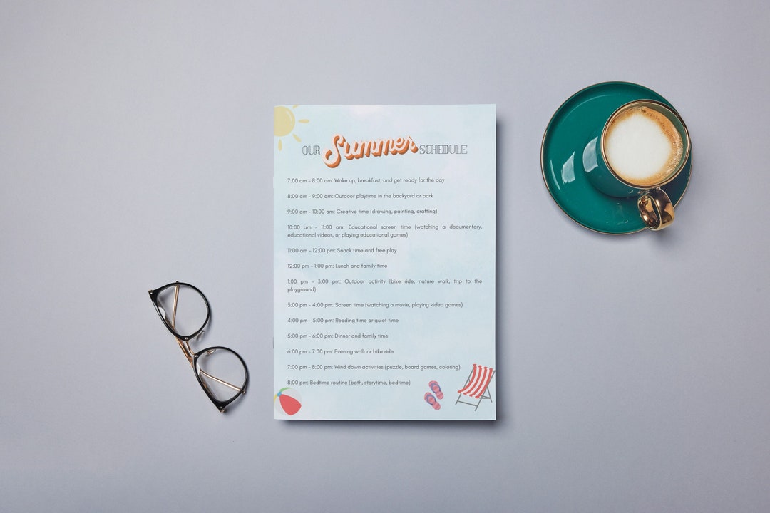 Kids Summer Schedule Printable PDF Fun &amp; Educational Daily Planner for ...