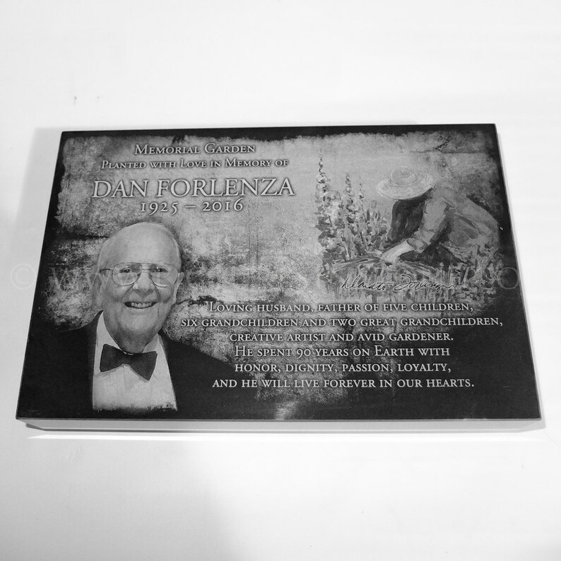 9 x 14 x 2 Black Granite Memorial Stone