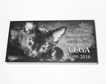 4 x 8 x 1 Cat Memorial Garden Stone - Black Granite