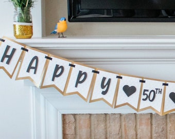 Happy 50th Anniversary Gold Banner