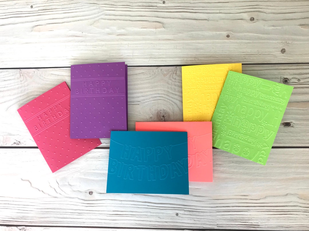 Happy Birthday Card Set of 6 - Embossed Designs in Assorted Colors - Etsy