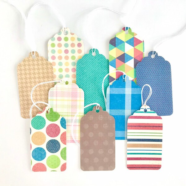 3 inch Heavy Weight Paper Gift Tags with String - Variety Pack Set of 10
