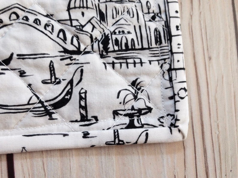 BabyLap Postage Stamp Cotton Handmade Quilt in Black and Blue White