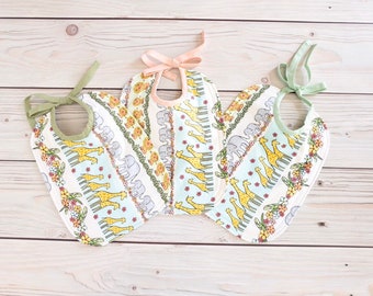 Jungle Animal Reversible Cotton Bib Set of 3, bibs that tie