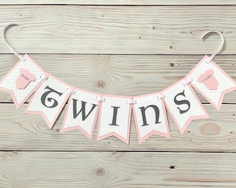 Twins Baby Banner - Baby Shower/Nursery Decor