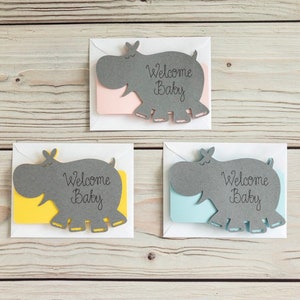 Welcome Baby Handmade Hippo Card