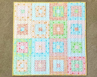 Pastel Boxes Lap Quilt - Machine Quilted