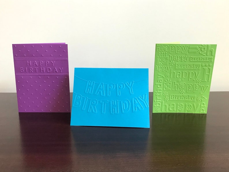 Happy Birthday Card Set of 6 Embossed Designs in Assorted - Etsy