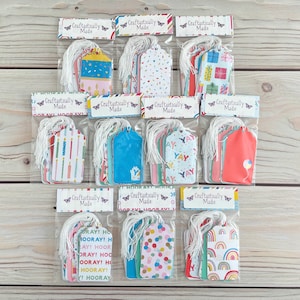 3 inch Birthday Brights Paper Gift Tags with String - Variety Pack Set of 15