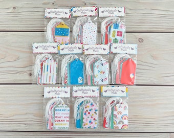 3 inch Birthday Brights Paper Gift Tags with String - Variety Pack Set of 15