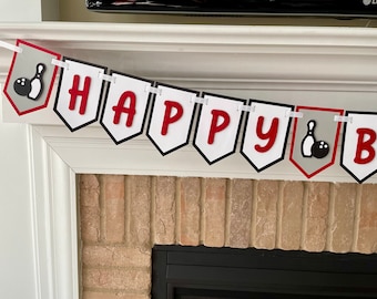 Bowling Themed Happy Birthday Banner
