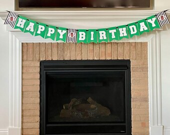 Sports Themed Happy Birthday Banner - Football, Soccer, Basketball
