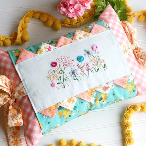 PDF Floral Embroidery Sewing Pillow Pattern Flower Pillow Etsy