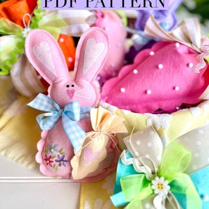 PDF Pattern Basket of Spring, felt bunny carrot tiered tray Easter basket decor