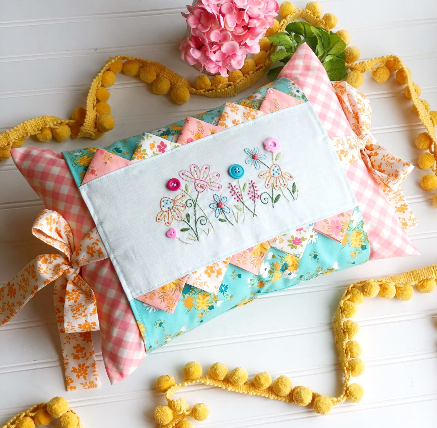 PDF Floral Embroidery Sewing Pillow Pattern Flower Pillow Etsy
