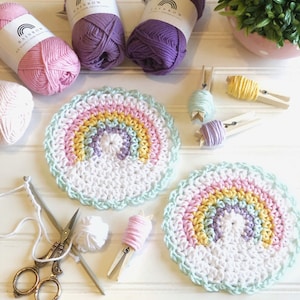 PDF PATTERN for Rainbow Crochet Coaster, rainbow coaster, cotton yarn image 4
