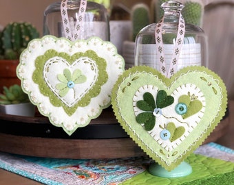 Patrón de costura para adorno de trébol de fieltro, decoración para el Día de San Patricio (patrón en PDF)