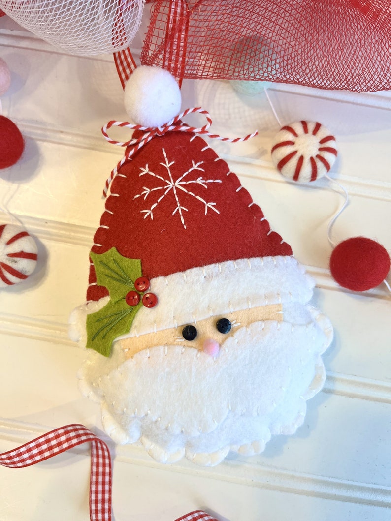 PDF Jolly Kringle Santa felt snowman Christmas ornament sewing pattern, Christmas tree ornament diy image 2