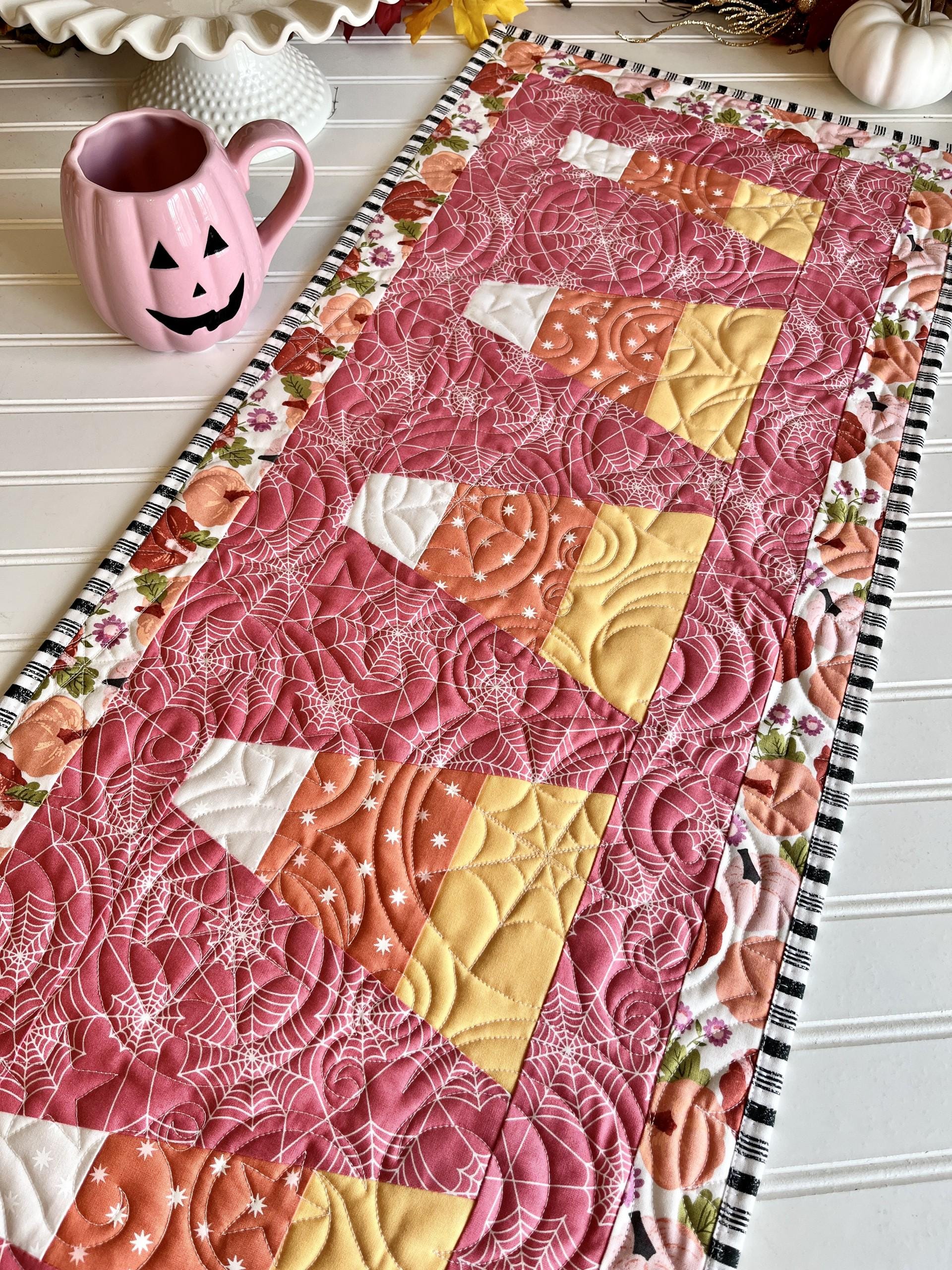 Halloween Fabric Table Runner PDF Pattern, Candy Corn Yellow Orange ...