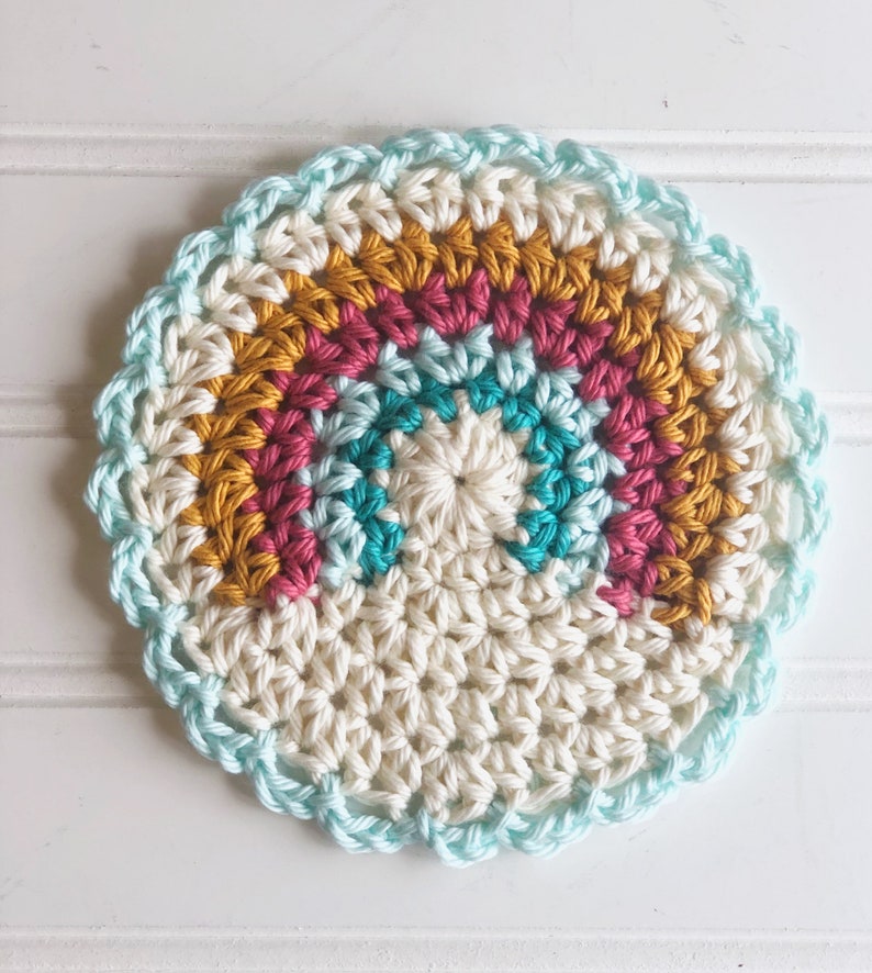 PATTERN for Rainbow Crochet Coaster rainbow coaster cotton yarn