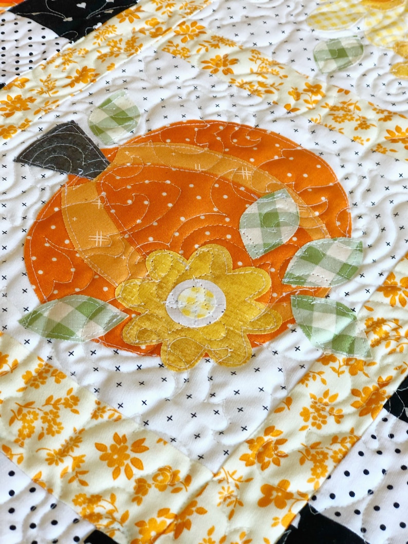 Pumpkins in the Patch Table Runner Quilted Applique Pattern (PDF ...