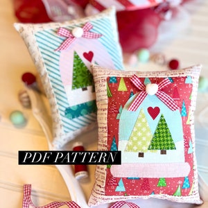 PDF Scrappy Snow Globe Mini Pillow applique winter Christmas holiday sewing pattern