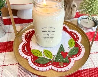 PDF Christmas tree candle mat cozy felt pattern