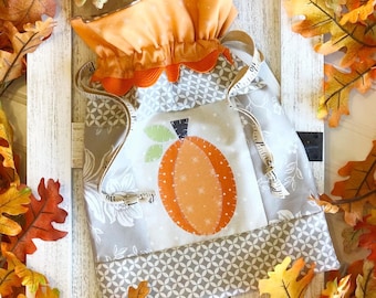 PDF pattern Pumpkin Applique drawstring bag