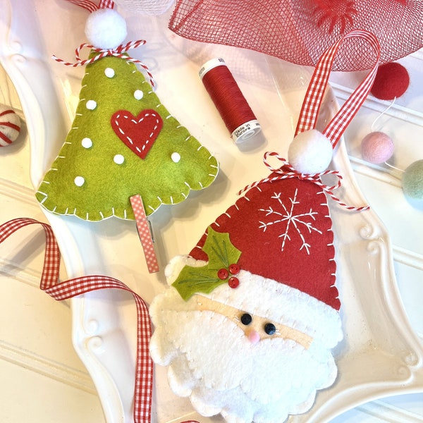PDF Jolly Kringle Santa felt snowman Christmas ornament sewing pattern, Christmas tree ornament diy