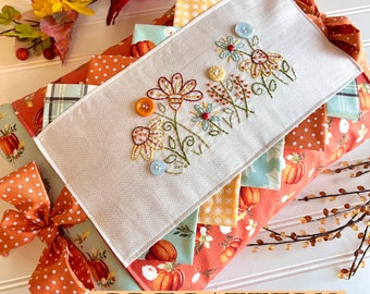 Autumn Blossoms Embroidered Pillow Sewing Pattern (PDF)
