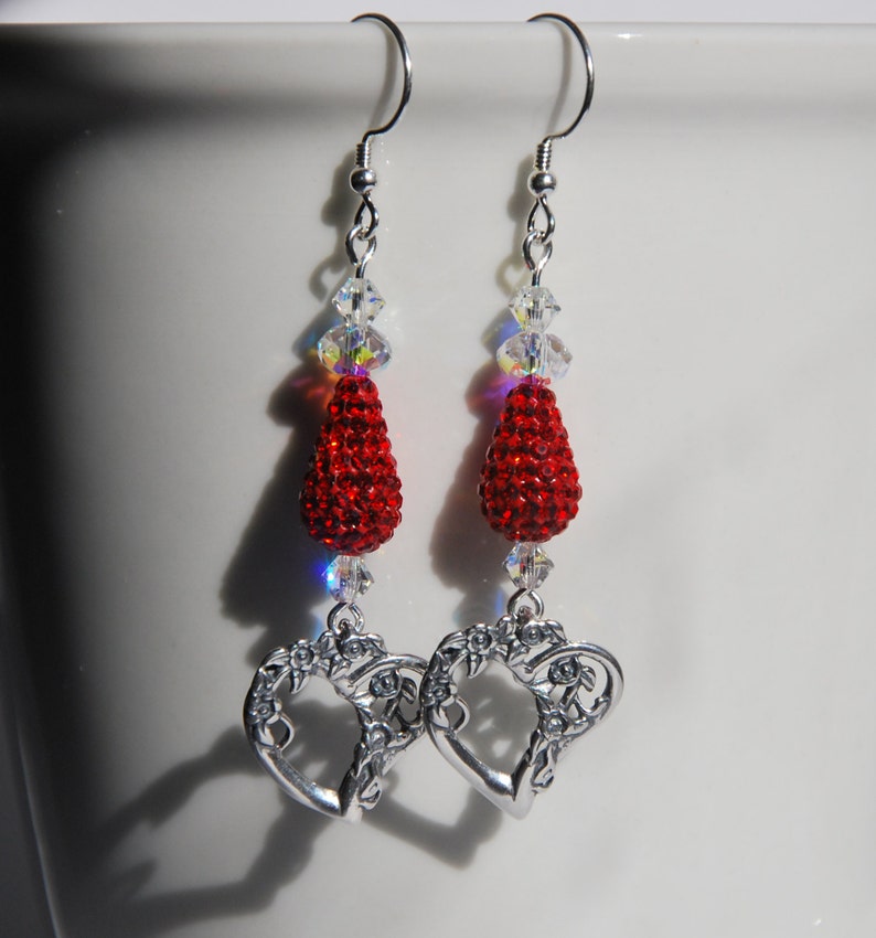 Czech Crystal Pave earrings red earrings swarovski earrings | Etsy