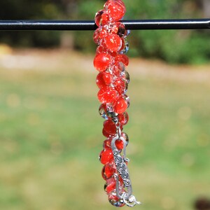 Handmade Red Borosilicate Glass bracelet, lampwork glass bracelet, red orange glass bracelet, red bracelet, orange bracelet, silver clasp image 4