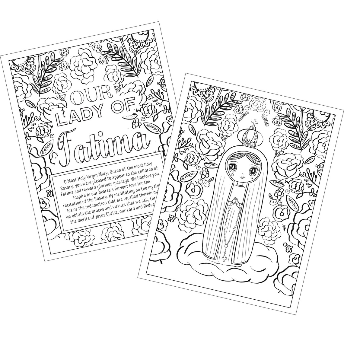 Our Lady of Fatima Coloring Page - Etsy